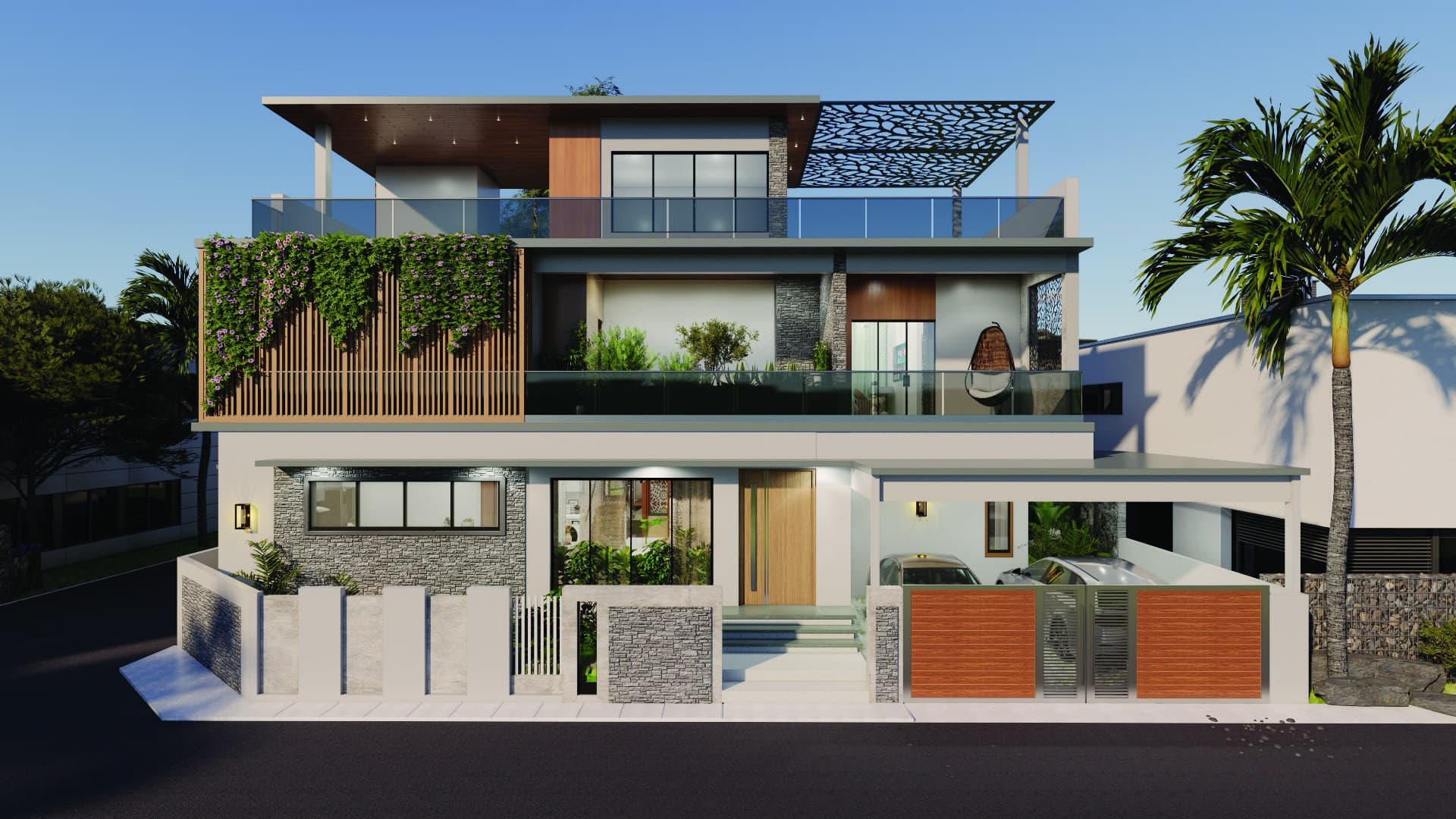 Front elevation of Villa 131 at Sree Baby Blue Jay, Peedampalli, Coimbatore